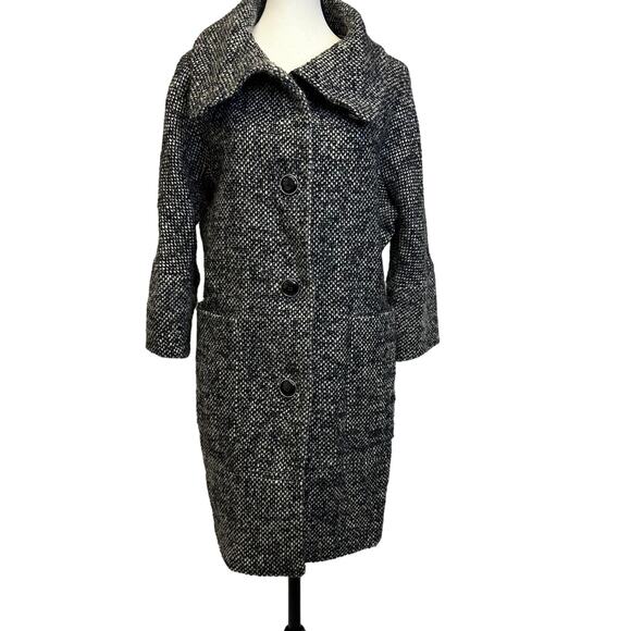 Banana Republic XS Wool Tweed Coat - Black & Gray Textured Button-Up - Picture 1 of 13